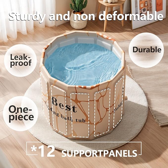 Portable Bathtub for Adult, Foldable Soaking Bathtub for Hot SPA&Ice Bath, Foldable Small Bathtub collapsible bathtub for Bathing, 6-layer Insulated portable tub,Space-Saving(Fantasy 25.9X27.5IN)