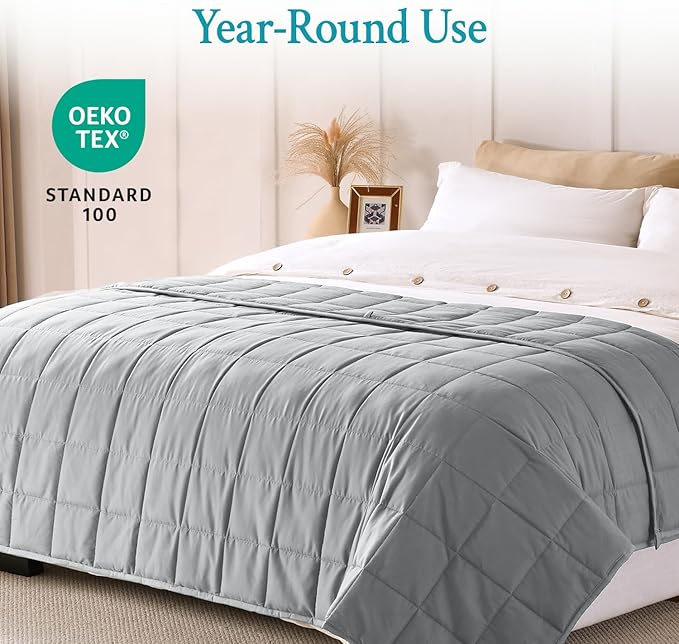 Topblan Weighted Blanket Queen Size 15lbs, Soft Cooling Weighted Blanket for Adults, Breathable Heavy Microfiber with Glass Beads Warm Blanket for Sofa Bed All Season, 60 x 80 inches, Grey