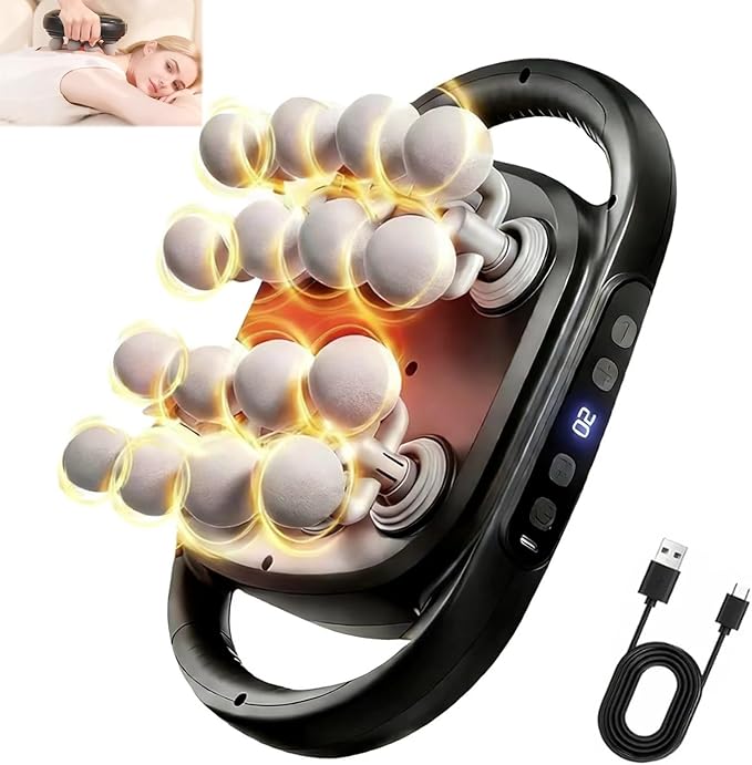 16 Head Massage Gun Deep Tissue, Back Massager for Pain Relief, Muscle Massager 9 Modes 20 Levels for Fitness Running Work Shoulder Waist Thigh Muscle Relaxation Gift for Women Men Moms Dads