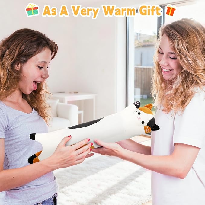 Calico Cat Heating Pad-USB Heated Plush Stuffed Animals for Period Cramps and Menstrual Pain Relief,22” Portable Electric Kitten Heating Pads,Built-Pocket Plushies Women Girls Gifts