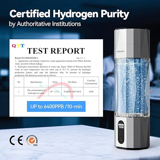 Upgrade Hydrogen Water Bottle, Up to 6400PPB Hydrogen Water Generator -SPE PEM Tech, 7OZ Food-Grade PC Hydro Water Machine, Health Care Gifts for Husband, Wife, Family, Friends, Travel (Sliver)