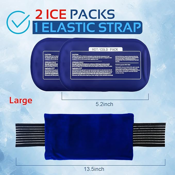 Ice Packs for Injuries Reusable (3-Piece Set) – Hot and Cold Ice Packs for Knee, Reusable Gel Wraps Support, Adjustable Ice Pack Pain Relief for Shoulders, Back Joints Muscles, Knees, Arms and Legs