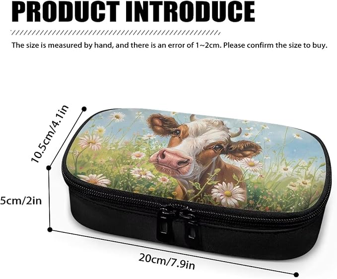 Cute Cow Daisy Insulin Cooler Travel Case Large Capacity Diabetic Medication Cooling Bag with Pockets for Insulin Pens While Traveling and Other Diabetic Supplies