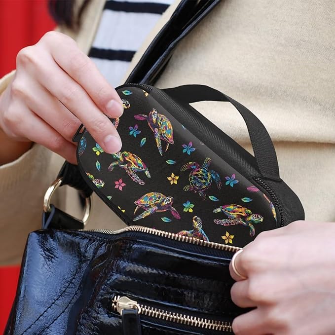 Sea Turtle Flowers Insulin Cooler Travel Case Medicine Organizer Diabetic Medication Bag for Insulin Pens and Other Diabetes Supplies with Handle, Insulation Liner