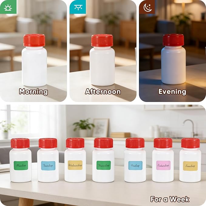 DEMORA Pill Bottle Empty with Child Resistant Cap, Wide Mouth Travel Small Pill Bottle Plastic Medicine Containiers Medicine Organizers for Medications Capsules (5 oz, 8 Pcs)