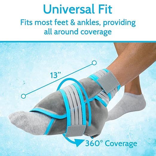 Arctic Flex Ankle Foot Ice Pack Wrap - Reusable Gel for Hot Cold Therapy - Large Soft Wrap for Injuries - Long-Lasting & Flexible for Pain Relief, Achilles Tendonitis, Sprains, Swelling