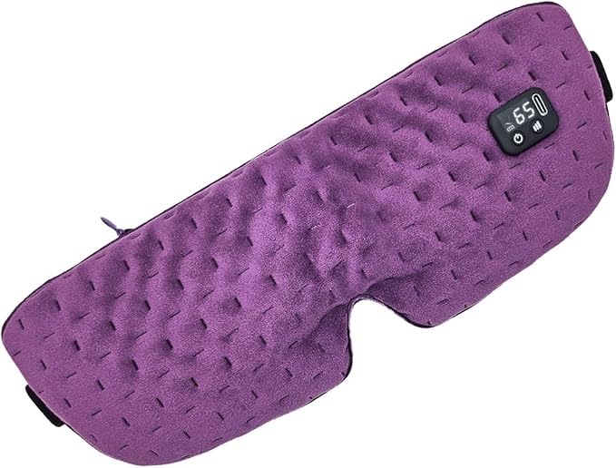 Cordless Heated Eye for Dry Eyes with 6 Timers | 35-65℃ Stepless Precision Warm Eye Compress 1500mAh | Washable Heating pad for Eye Care,Purple