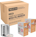 Stackable Daily Pill Organizer - Premium Weekly Medication Reminder with 7 Individual Stacking Cases - Weekly AM/PM Pill Box with 4 Times a Day, a Everyday Medicine Organizer, Silver, Case of 40