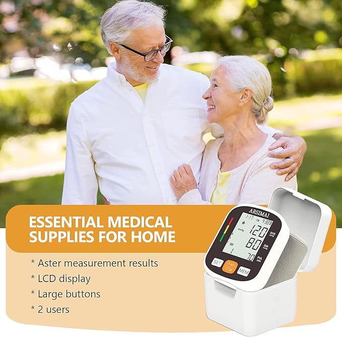 Automatic Wrist Blood Pressure Monitor: Adjustable Cuff + 2AAA Battery and Storage Case - Irregular Heartbeat Detector & 198 Readings Memory Function & Large LCD Screen