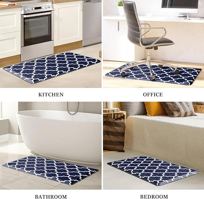 WISELIFE Anti Fatigue Floor Mat - 4/5 Inch Thick Kitchen Mat Non Slip Waterproof Heavy Duty Ergonomic Comfort Mat Durable for Home, Office, Sink, Laundry,(20" x 39", Blue)