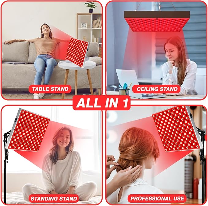 Red Light Therapy for Body and Face, 3 in 1 Red Light Panel with Removable Stand, Adjustable Red Light Lamp, LED 660nm Red Light and 850nm Infrared Red Light Therapy Devices for Full Body Skin Home