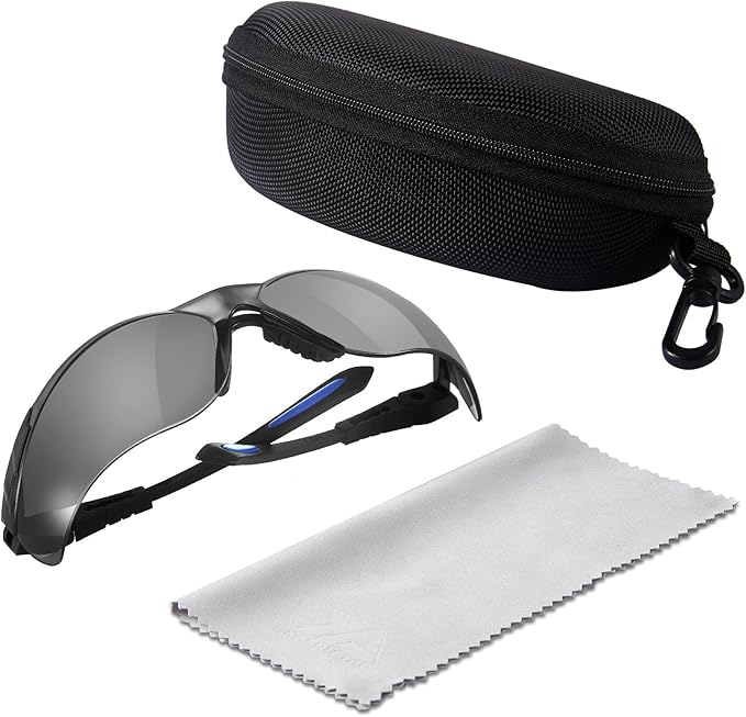 xaegistac Shooting Glasses Anti-fog Shooting Range Eye Protection, Adjustable Safety Glasses with Zipper Hard Case