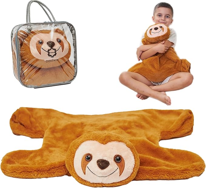 ODOXIA Weighted Lap Pad for Kids | Calming & Comforting | Weighted Lap Animal | Sloth Buddy | Sensory Weighted Animals | Weighted Lap Blanket for Sensory Needs | Carrying Bag Included | 5 Lbs