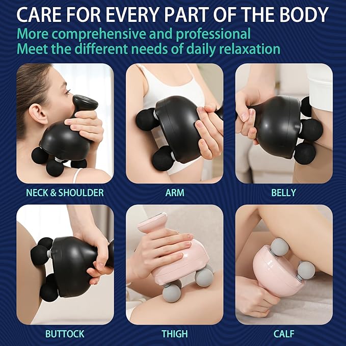 DEITY 4 Heads Handheld Massage Gun Deep Tissue, Electric Body Massager, Percussion Muscle Massager for Easing Shoulder and Back Tension, with Reverse Thrust Function