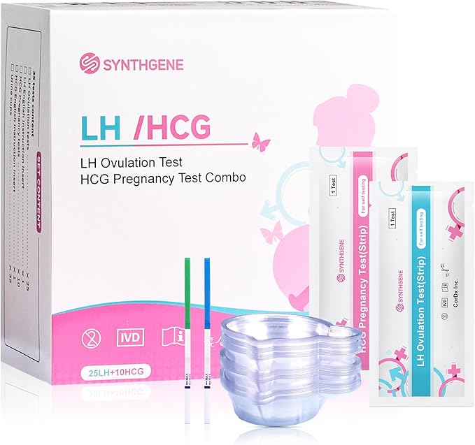 SYNTHGENE Ovulation Test Strips, LH 50 HCG 20 Ovulation and Pregnancy Tests, 50 Ovulation Tests and 20 Pregnancy Tests with 70 Urine Cups, Detect Early Pregnancy and Accurately Track Ovulation