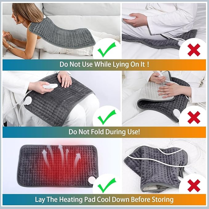 Comfytemp Heating Pad for Back & Period, FSA Eligible Electric Large Heat Pad, 2H Auto Off, Birthday Gifts for Women Men Mom Dad, HSA Approve Moist Neck Shoulder Legs Knee Heated Pad Washable, 12"x24"