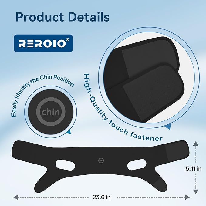 Chin Strap for Sleeping with 4-Side Adjustment, Anti Snoring Chin Strap Elasticity for Adults, Anti Snoring Devices Breathable and Durable, Snore Stopper for CPAP Users, Black, M