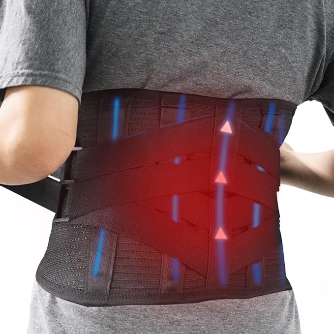 Back Brace with Heating Pad for Lower Back Pain, Cordless Heating Pad for Back, Heated Back Brace for Women and Men, Lumbar Support Brace for Sciatica, Scoliosis, Herniated Disc, Cramps, XL