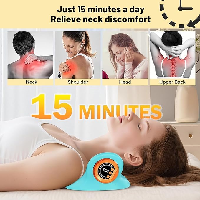 Multifunctional Neck Massager Relieves Neck Fatigue, 6 Massage Intensity Levels and Heating Functionality, an Ideal Gift for Family and Friends
