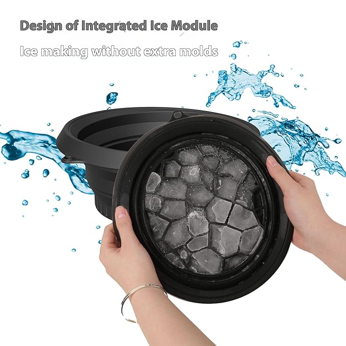 Foldable Face Ice Bath Bowl with headband Silicone Bowl with Built-in Icetray for Home Ice Water Facials Large Capacity Portable for Skin Tightening, Acne Relief & Anti-Inflammation