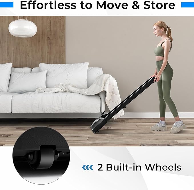 GYMAX Walking Pad, 2.25HP Under Desk Treadmill with LED Display, Remote Control & 7-Layer Belt, Compact Portable Jogging Running Machine for Home Office Small Space