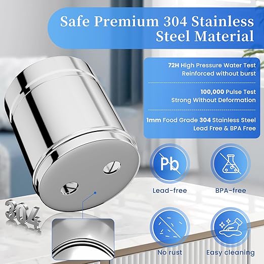 Gravity Water Filter System, 2.25G Stainless Steel Countertop System Water Purifier, Reduce 99% Chlorine for Home Camping Backpacking RVing, 2 Carbon Filters