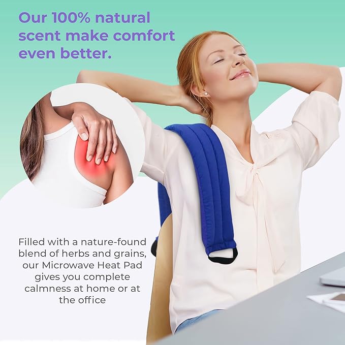 Microwavable Heating Pads for Lower Back, Neck, and Shoulder Pain Relief - Moist Microwave Heating Pad for Muscles and Joints - Microwave Hot Pack Heat Pad for Cramps (Multi Blue, 1)