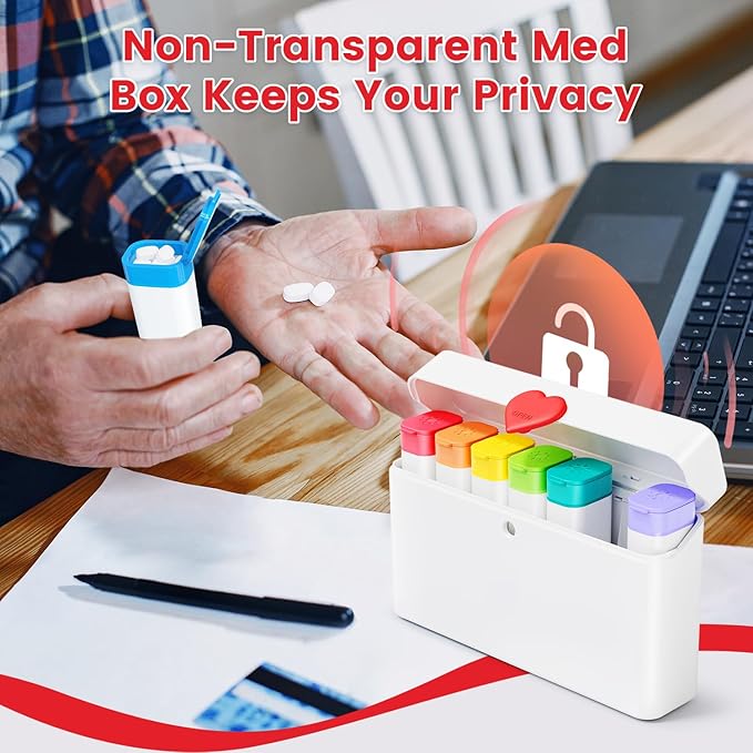 Odaro Weekly Pill Organizer 2 Times a Day, Large Pill Box 7 Day, Daily Twice Am Pm Medicine Organizer, Travel Contaniner for Medicine, Vitamin and Supplement, White