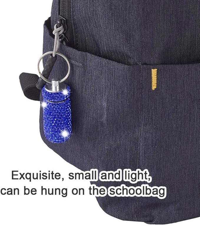Katutude Keychain Pill Holder Mini Bullet Travel Pill Box Organizer Rhinestone Metal Pill Case Waterproof Pill Container Pocket Pill Case for Outdoor Camping