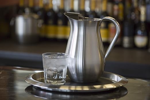 Service Ideas WPB2BSNG Water and Cold Beverage Pitcher, No Ice Guard, Bell Shaped, 2 Liter (66.7 ounces), Dishwasher Safe, Brushed Stainless Steel
