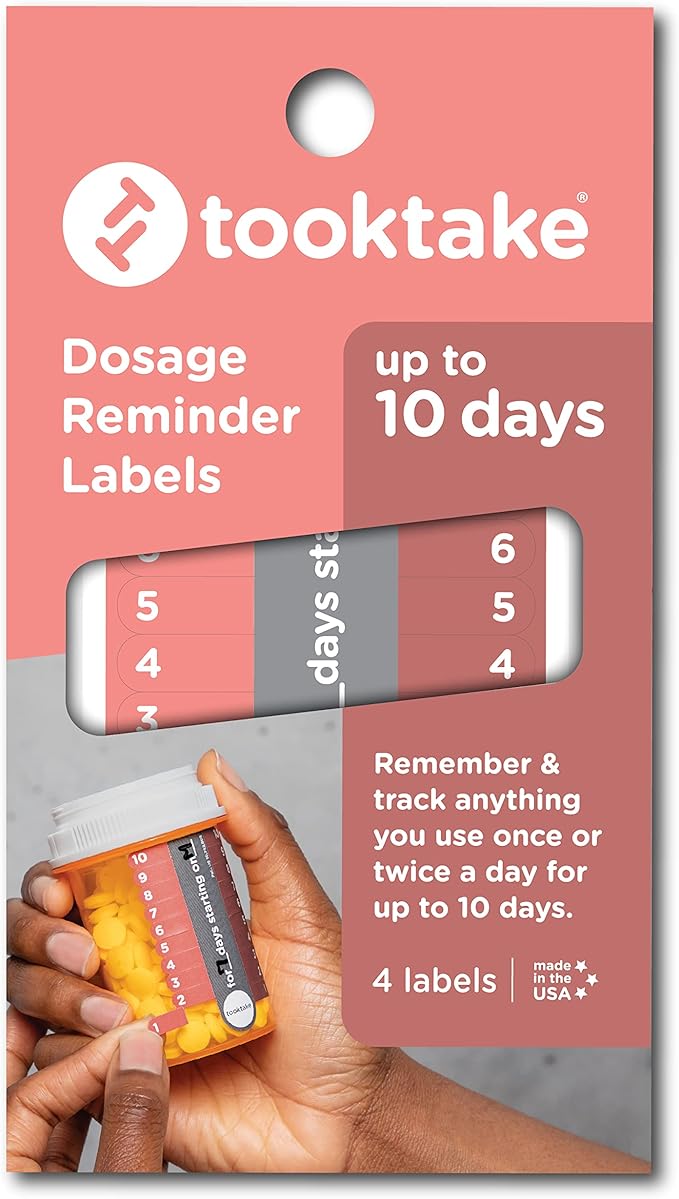 TOOKTAKE 10-Day Tracking Stickers for Vitamins & Medication in All Forms,Vitamin Organizer,Easy Pill Tracker,Daily Pill Organizer,Medicine Organizer,Weekly Pill Box,7 Day Week, AM/PM, Day & Night