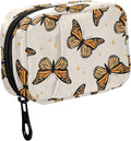 Fustylead Beautiful Monarch Butterflies and Glitter Stars Travel Pill Case Bag with Zipper Weekly Pill Box 8 Compartments 7 Day Personal Pill Case Purse Medicine Case Organizer