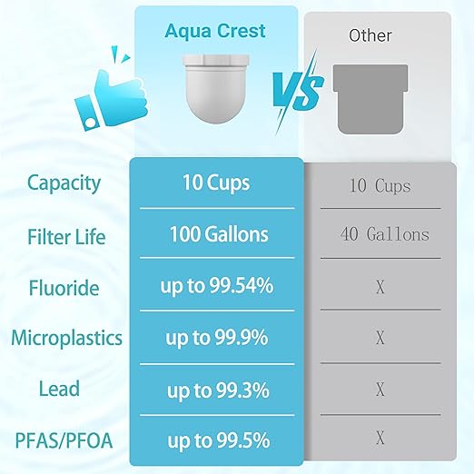 2026 Second Generation Water Pitcher Replacement Filter Compatible with Clearly Filtered Water Filter Pitcher, Delicate Texture 100-Gallon Long-Life Filter Removes Fluoride Chlorine Lead and Odors(2)