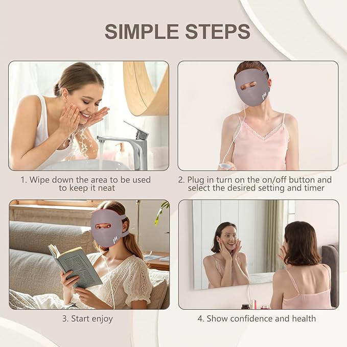 Red Light Therapy for Face, 660nm Red Light & 850nm Near-Infrared LED Face Mask Light Therapy with 240 Chips for Travelling and Home Use (Purple)