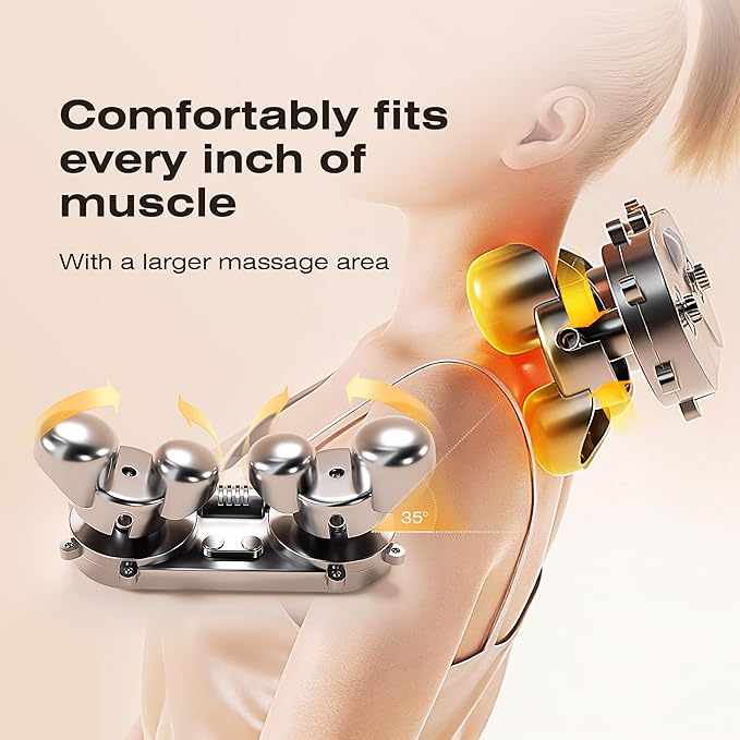 Neck Massager with Heat, 4D Shiatsu Deep Kneading for Pain Relief in Neck, Back, Shoulders, Legs & Feet, Deep Tissue Portable Massage Pillow,Rechargeable Cordless, Perfect Birthday Gifts for Women