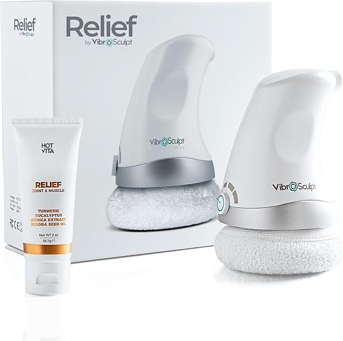 Vibro Sculpt Relief Massager with Gel – Soothing Muscle & Joint Comfort for Legs, Back, Feet & Shoulders – Arnica & Turmeric Gel for Everyday Tension and Daily Pain