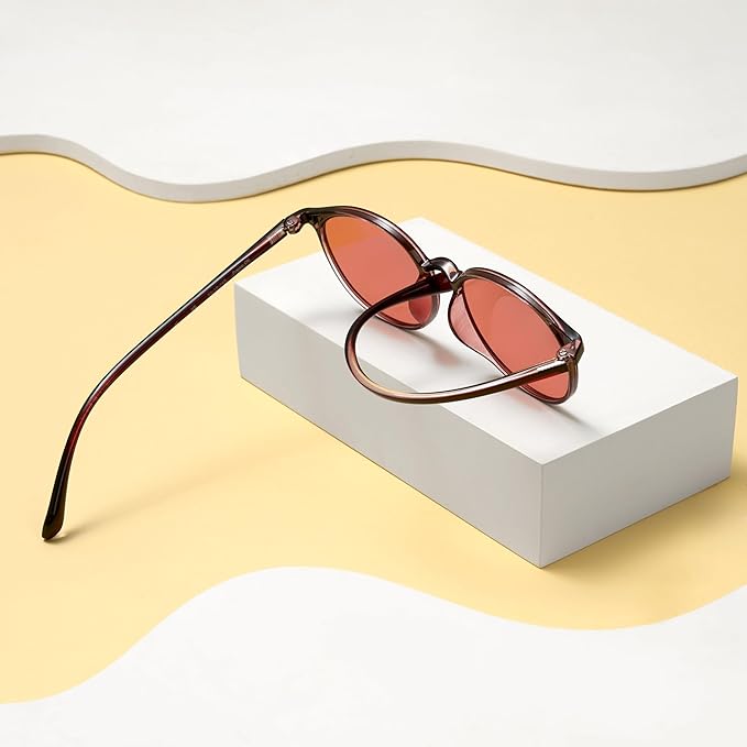 BRADDELL Indoor FL-41 Rose & Outdoor FL-60 Brown Tinted Migraine Light Sensitivity Glasses for Fluorescent LED Glare, Photophobia and Concussion (MEDIUM)
