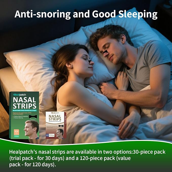 120Ct Nasal Strips for Snoring & Breathing Relief | Nose Tape for Nasal Congestion Relief | Effective Nose Strips to Open Airway, Improve Sleep & Anti Snoring (Black-120 Packs)