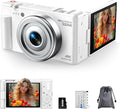 4K Digital Camera with Flip Screen, CCD Camera for Students, Compact Travel Cameras for Photography, 18X Digital Zoom Vlogging Cameras for YouTube, Ideal for Bignners Boys Girls Kids