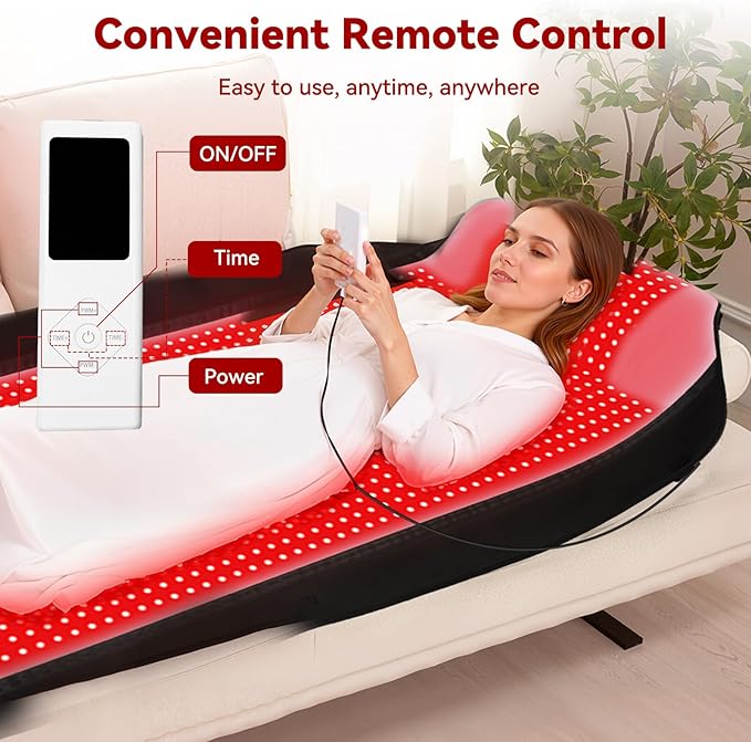 Red Light Therapy Mat for Full Body, 74"*35" Largest Infrared Red Light Therapy Mat with 1444 LEDs, Upgraded Medical-Grade TPU, Dual Wavelength Infrared Blanket for Back Waist Belly Knee Joint Muscle