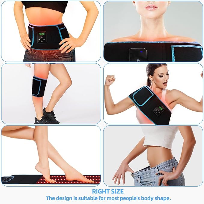 Red Light Therapy Belt, Infrared Light Therapy for Body Device Wireless Rechargeable Controller with Timer 660nm&850nm Infrared Heating Pad for Waist Back Leg Knee Joints Shoulder, Ideal Gift