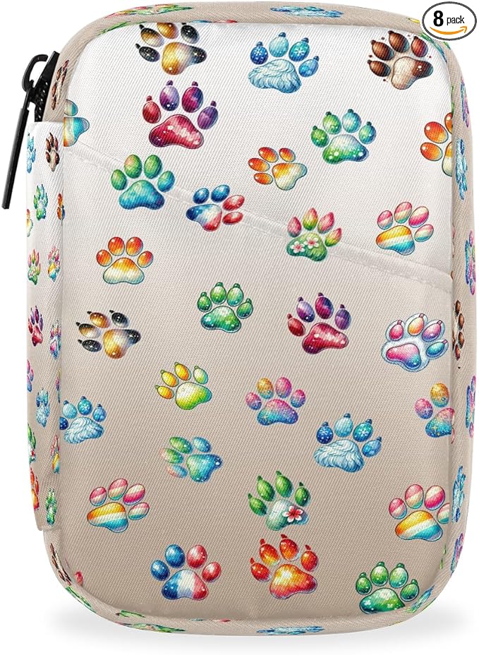 Weekly Travel Pill Organizer Case for Purse with Removable 7 Day Box Portable Compact Size Pill Box Fashionable Pill Container for Medicine Vitamin Supplement Cute Paw Skin