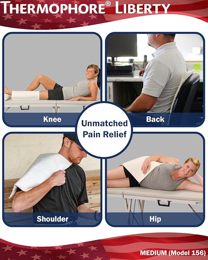 Assembled i - Thermophore Liberty 2 Moist heating pad for arthritis, back, neck, shoulder pain & cramps relief - Electric, 3 Temperature Settings with auto shut off, and specialty cover, Med 14" x 14"