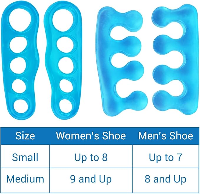 ViveSole Toe Separators for Men & Women Small (2 Pairs) - Silicone Gel Spreaders - Therapeutic Spa Stretchers for Plantar Fasciitis, Bunions, Overlapping Hammer Toe Spacers - Metatarsal Yoga Cushion