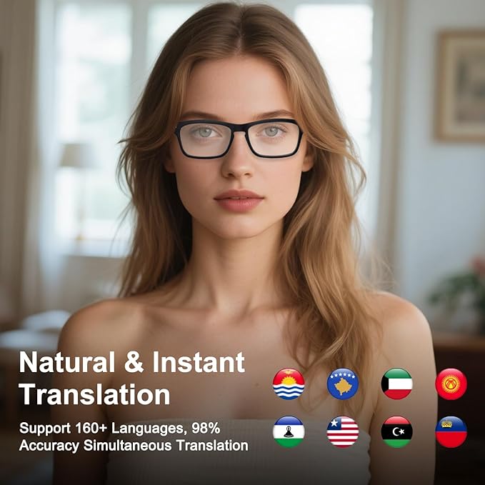 AI Smart Glasses for Men & Women with Chat GPT, AI Translation Bluetooth Glasses with 165+ Languages, Color-Change Lenses - UV & Blue Light Protection, Hands-Free Calls for Travel Meetings Business