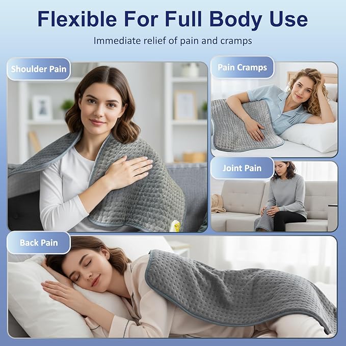 Large Heating Pad,20"x40" Extra Large Heating Pad for Back Pain Relief Electric Heating for Period Cramps Neck Shoulder Knee Pain Relief Moist/Dry Heat Auto Shut Off 10 Heat Setting Machine Washable