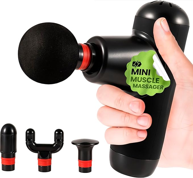 Mini Massage Gun | Small Portable Deep Tissue Muscle Massager | Travel Pain Relief | 22 lbs Stall Force | 8 mm Amplitude | 4 Speeds | Brushless Motor | 240 Min Battery | Mini Essential
