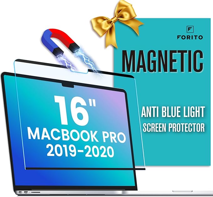 F FORITO Magnetic Anti Blue Light Screen Protector Compatible with MacBook Pro 16 inch (2019-2020, A2141), Bubble-Free Install, Removable & Reusable Anti Glare Matte Laptop Screen Shield