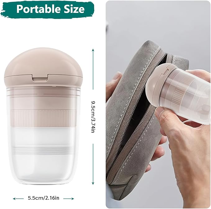 4 in 1 Pill Cutter Splitter, Pill Cutter for Small or Large Pills, Travel Pill Organizer with Crusher Grinder Fine Powder, Stainless Steel Blade, Removable Drinking Cup (Pink)