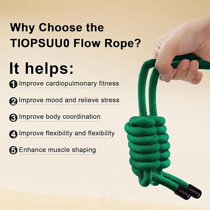 Flow Rope Exercise Jump Rope For Fitness, Working Out, Flow with 9 Ft Adjustable Double Woven Workout Rope For Men, Women, Beginners' Training – Indoor & Outdoor Cardio